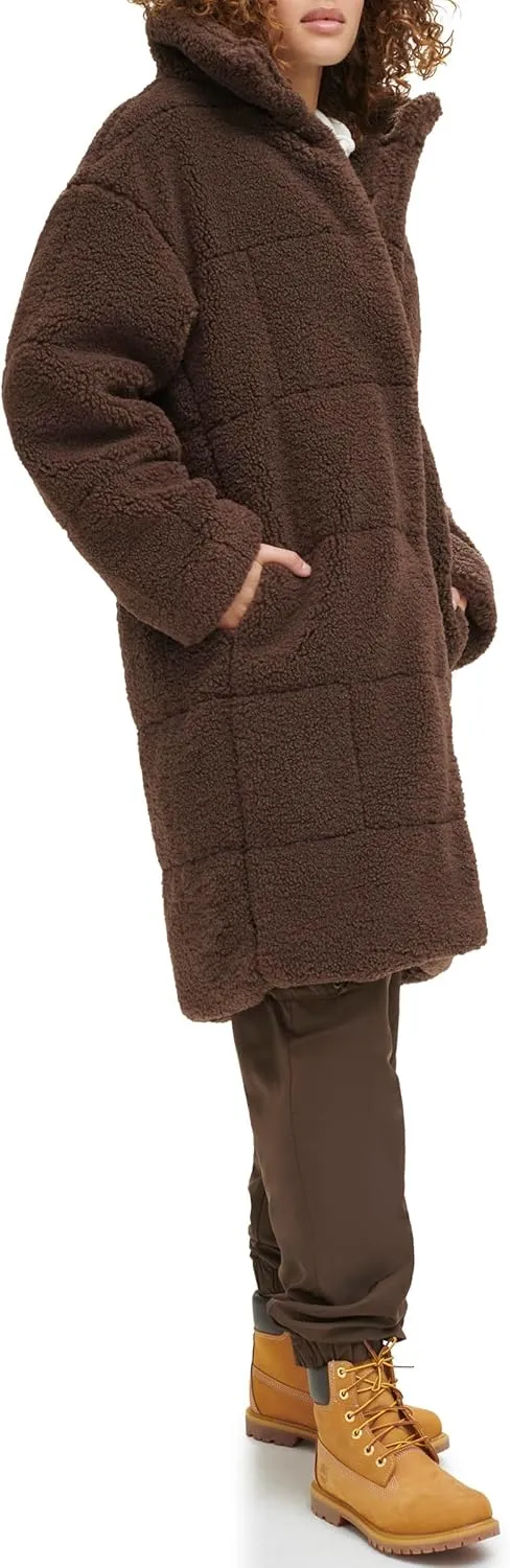 Levi's womens Long Length Patchwork Quilted Teddy Coat