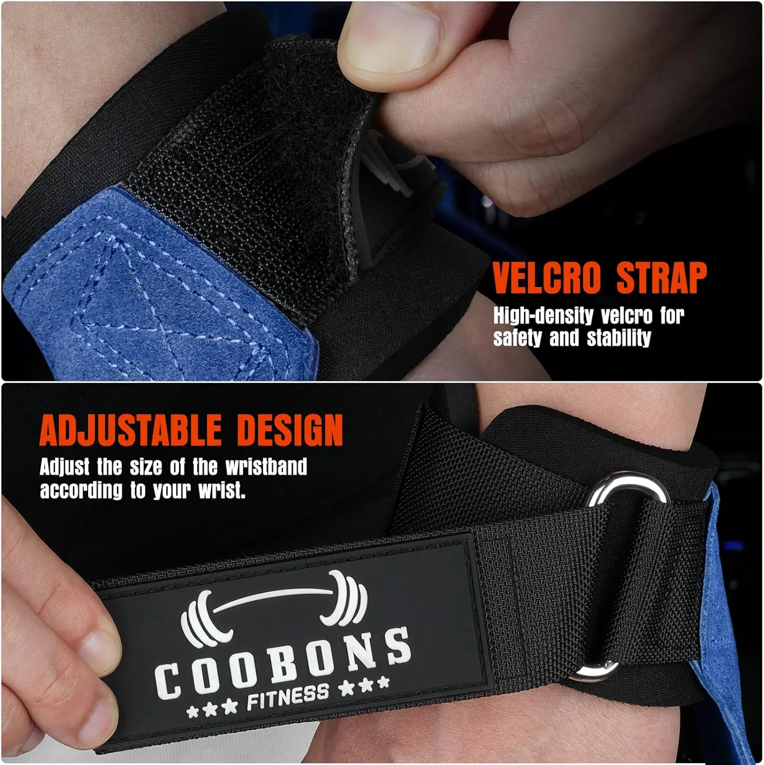 Lifting Wrist Straps for Weightlifting, Double Layer Leather for Weight Lifting Wrist Wraps, Deadlifts, Heavy Powerlifting and Adjustable Wrist Hooks for Strength Training, Gym Workouts Men/Women