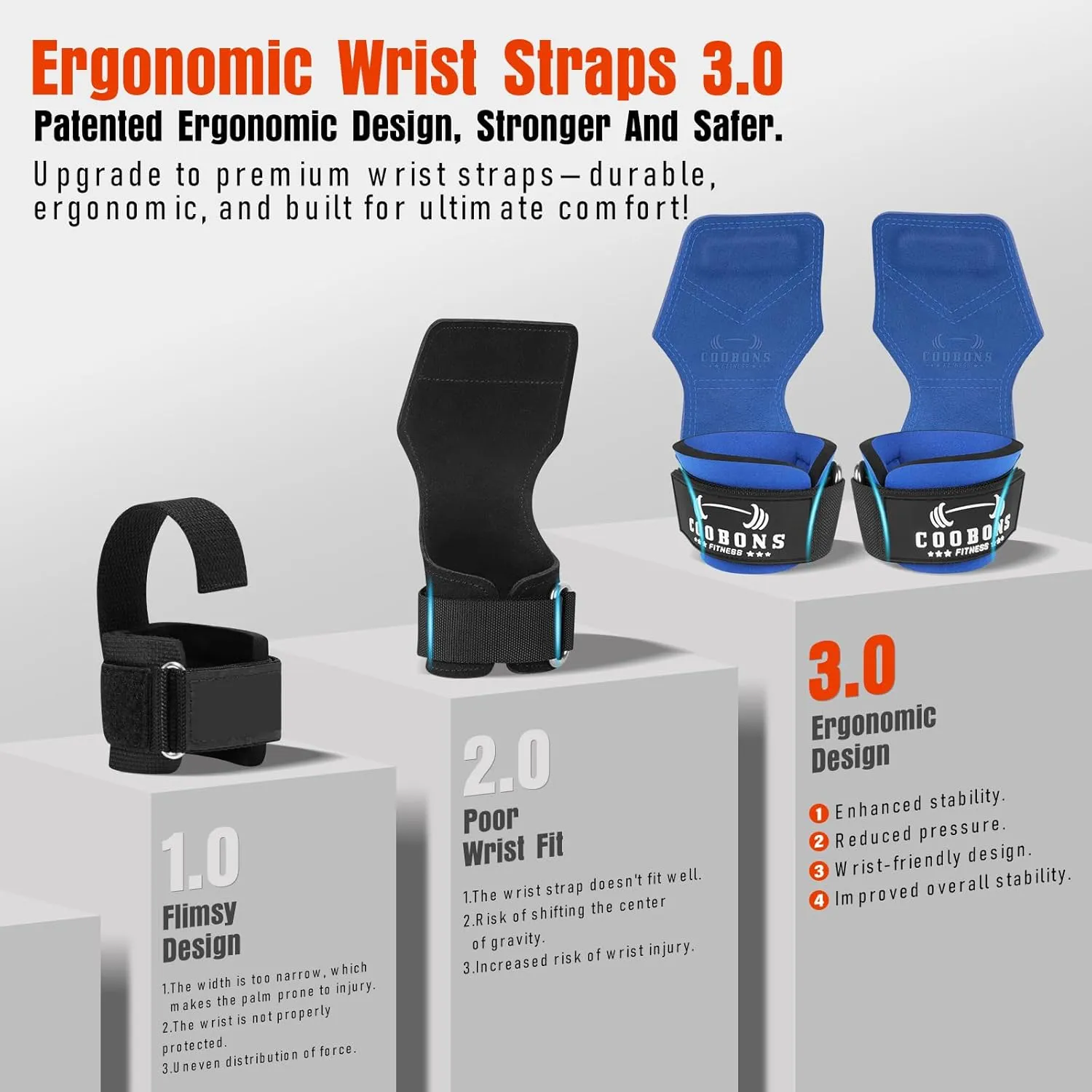 Lifting Wrist Straps for Weightlifting, Double Layer Leather for Weight Lifting Wrist Wraps, Deadlifts, Heavy Powerlifting and Adjustable Wrist Hooks for Strength Training, Gym Workouts Men/Women