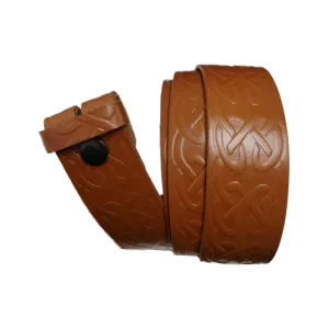Light Brown Celtic Pattern Leather Press Stud Strap