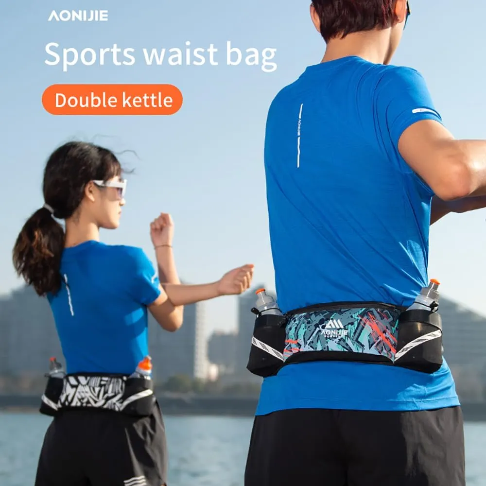 Lightweight Sports Waist Bag Running Belt Fanny Pack Fit for Waistline 58-118cm Pocket can Hold 250ML Water Bottle (Orange with 2 * 250ML)