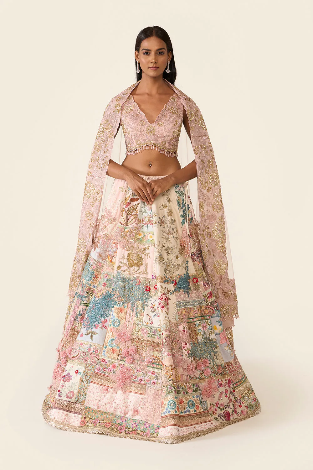 Linear Patchwork Lehenga Set