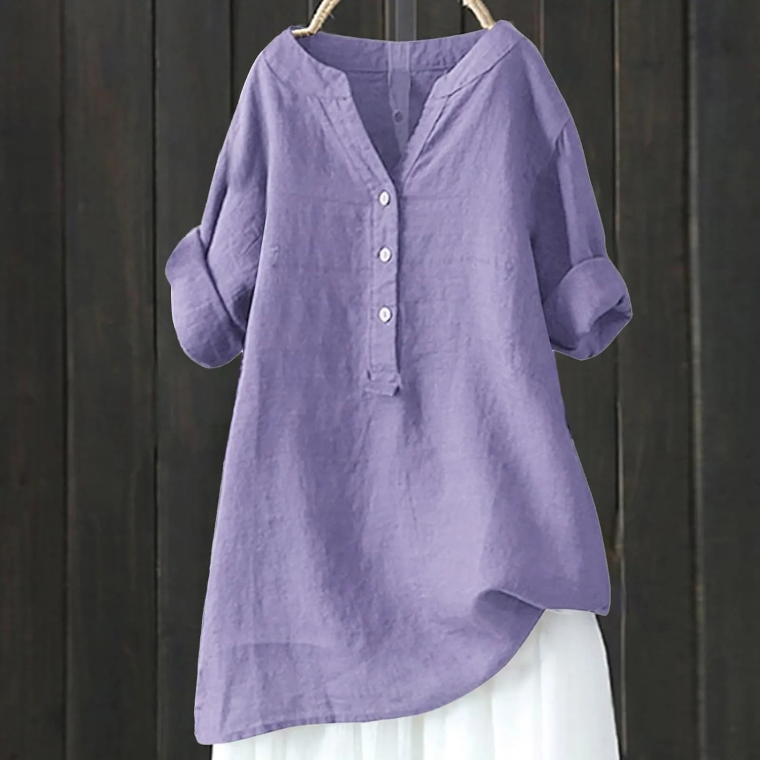 Linen Shirts for Women Plus Size Roll Up Short Sleeve V Neck Button Down Shirt 2025 Trendy Summer Casual Tops Blouse