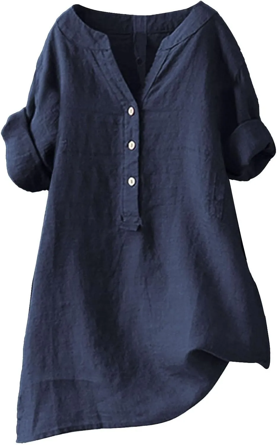 Linen Shirts for Women Plus Size Roll Up Short Sleeve V Neck Button Down Shirt 2025 Trendy Summer Casual Tops Blouse
