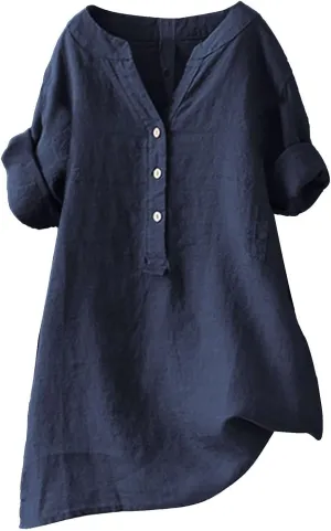 Linen Shirts for Women Plus Size Roll Up Short Sleeve V Neck Button Down Shirt 2025 Trendy Summer Casual Tops Blouse