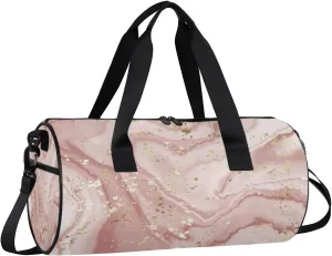 Liquid Gold Marble Travel Gym Bag Waterproof Sport Dance Bag for Women Men Portable Gymnastics Duffel Bags Canvas Tote Carry on Handbag for Workout Overnight Weekender