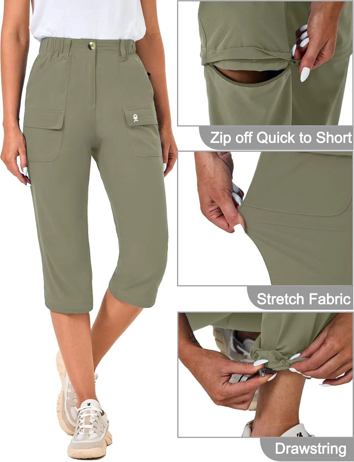 Little Donkey Andy Women's Convertible Hiking Pants Zip-Off Quick Dry Stretch Pants Travel Camping Fishing