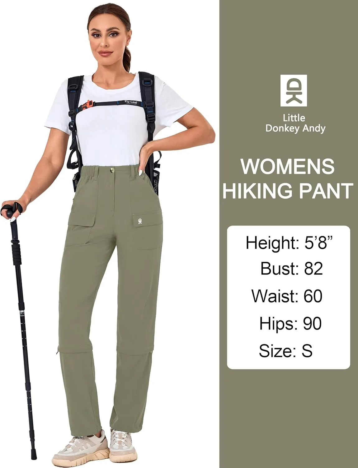 Little Donkey Andy Women's Convertible Hiking Pants Zip-Off Quick Dry Stretch Pants Travel Camping Fishing