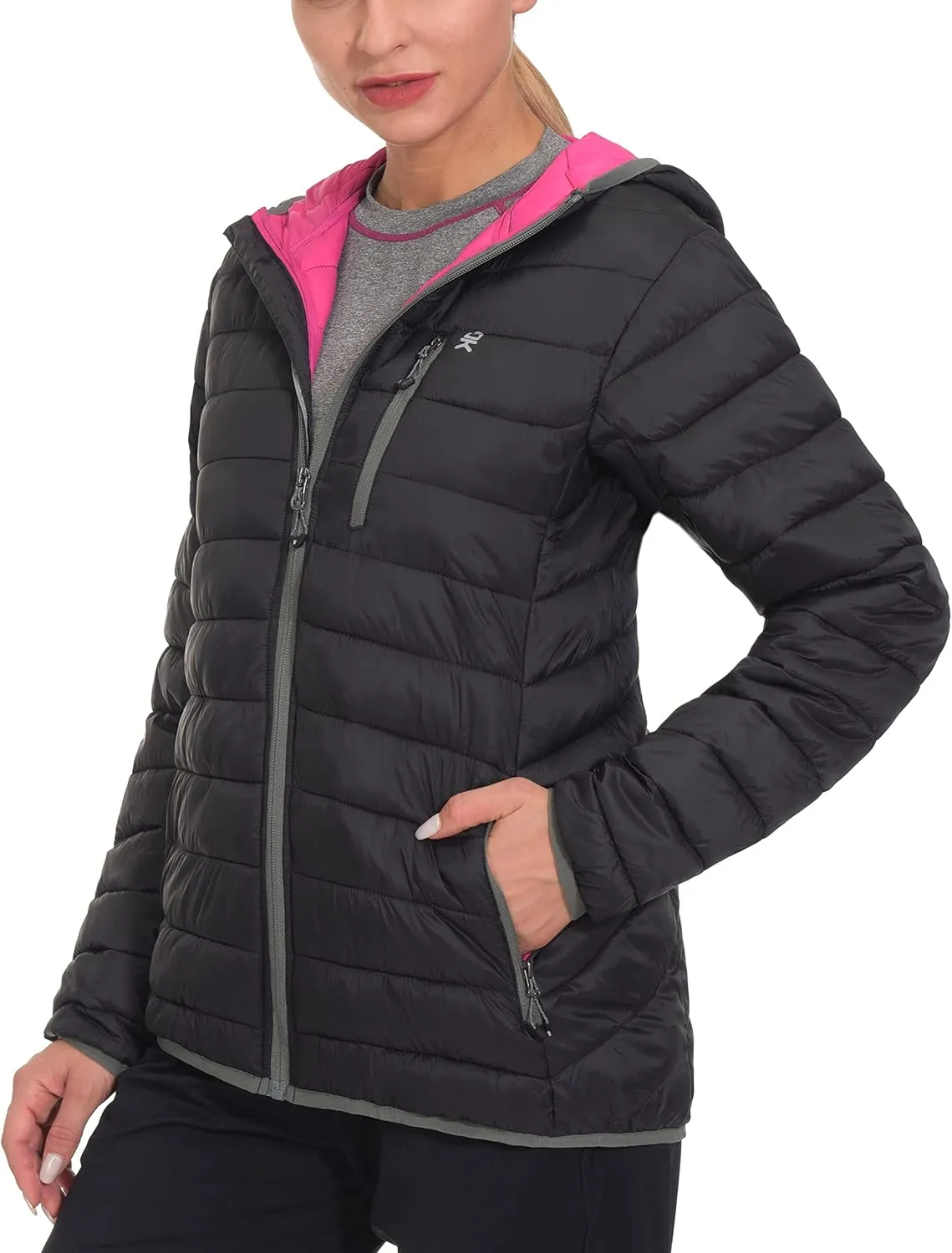 Little Donkey Andy Women's Packable Lightweight Puffer Jacket Hooded Windproof Winter Coat with Recycled Insulation