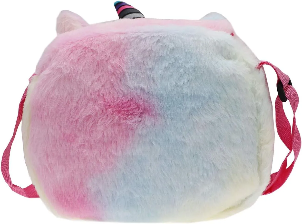 Little Girls Kids Toddler Unicorn Fuzzy Plush Crossbody Purse Rainbow Faux Fur Wallet Handbag