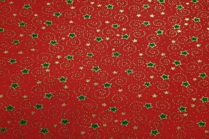 Little Stars On Red Patchwork / Craft Fabric