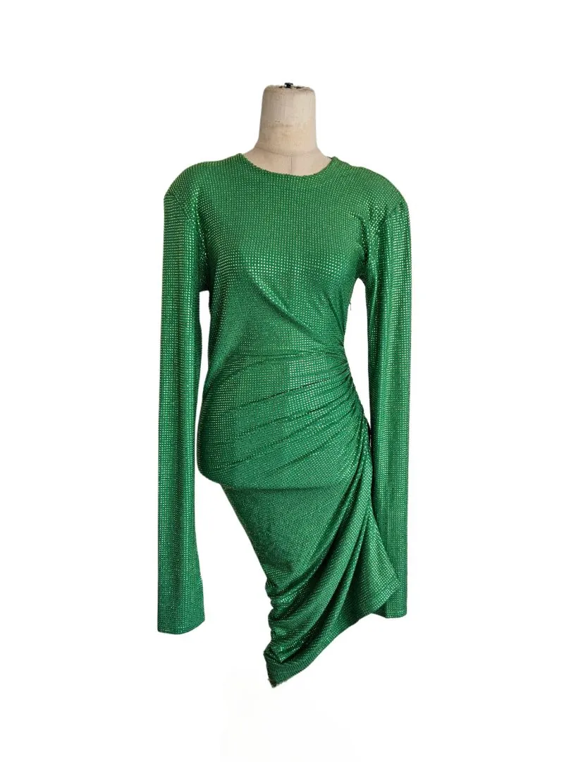 Lobster Claw Green Crystal Sequin Embellished Bronx Dress