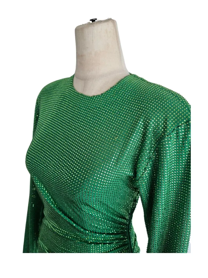 Lobster Claw Green Crystal Sequin Embellished Bronx Dress