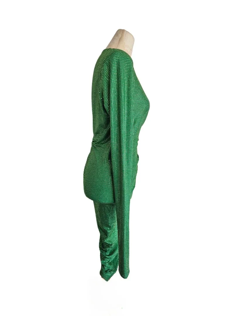 Lobster Claw Green Crystal Sequin Embellished Bronx Dress