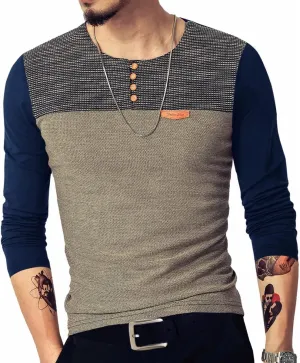 LOGEEYAR Mens Slim Fitted Casual Short Sleeve Button T-Shirts Contrast Color Stitching Tees Tops