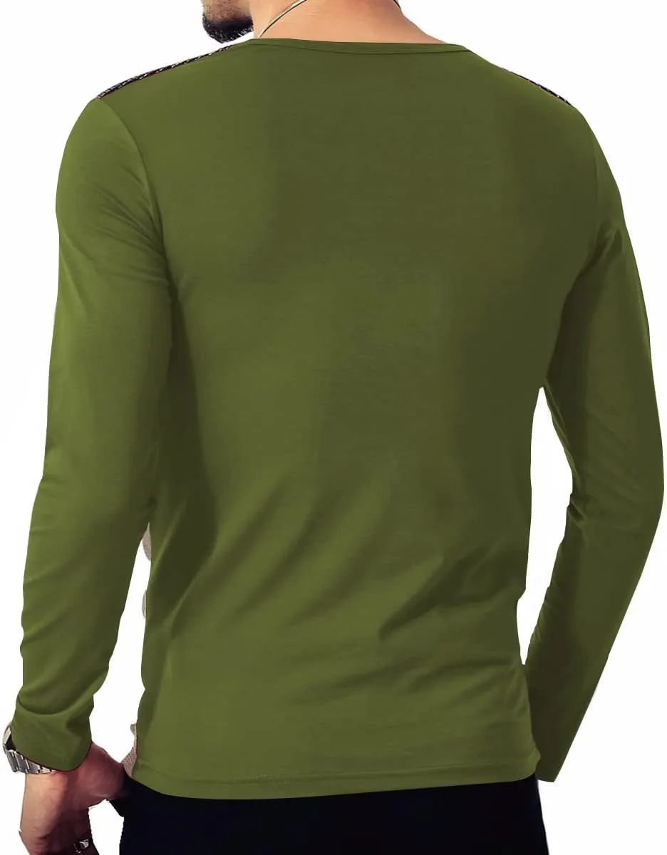 LOGEEYAR Mens Slim Fitted Casual Short Sleeve Button T-Shirts Contrast Color Stitching Tees Tops
