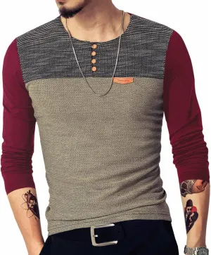 LOGEEYAR Mens Slim Fitted Casual Short Sleeve Button T-Shirts Contrast Color Stitching Tees Tops
