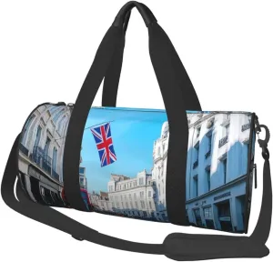 London (1) Print Round Large Capacity Travel Luggage Bags,Men's and Women's Hand-Held Travel Clothing Bags