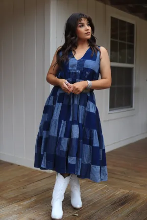 Long Dress Denim Patchwork (LS_LD002)