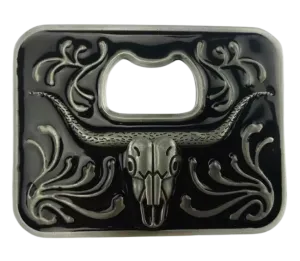 Long Horn Belt Buckle Bottle Opener