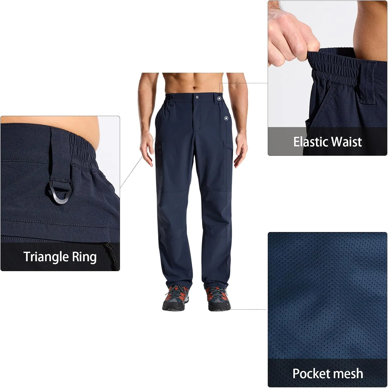 LOOGU Men's Water Resistant Breathable Cargo Pants for Fishing Hiking Outdoor with 7 Pockets