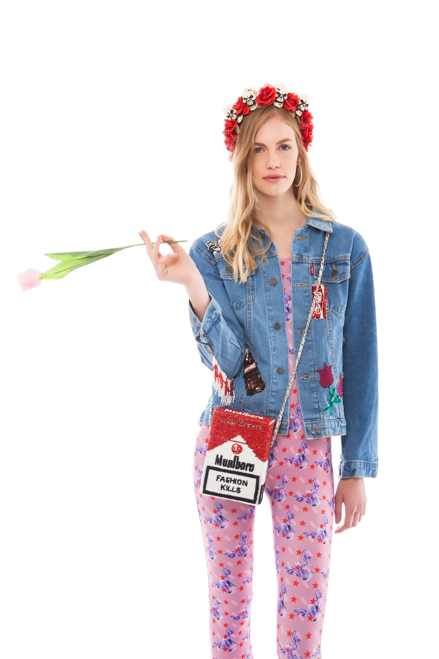 Love Don't Pay Rent Embellished Denim Jacket