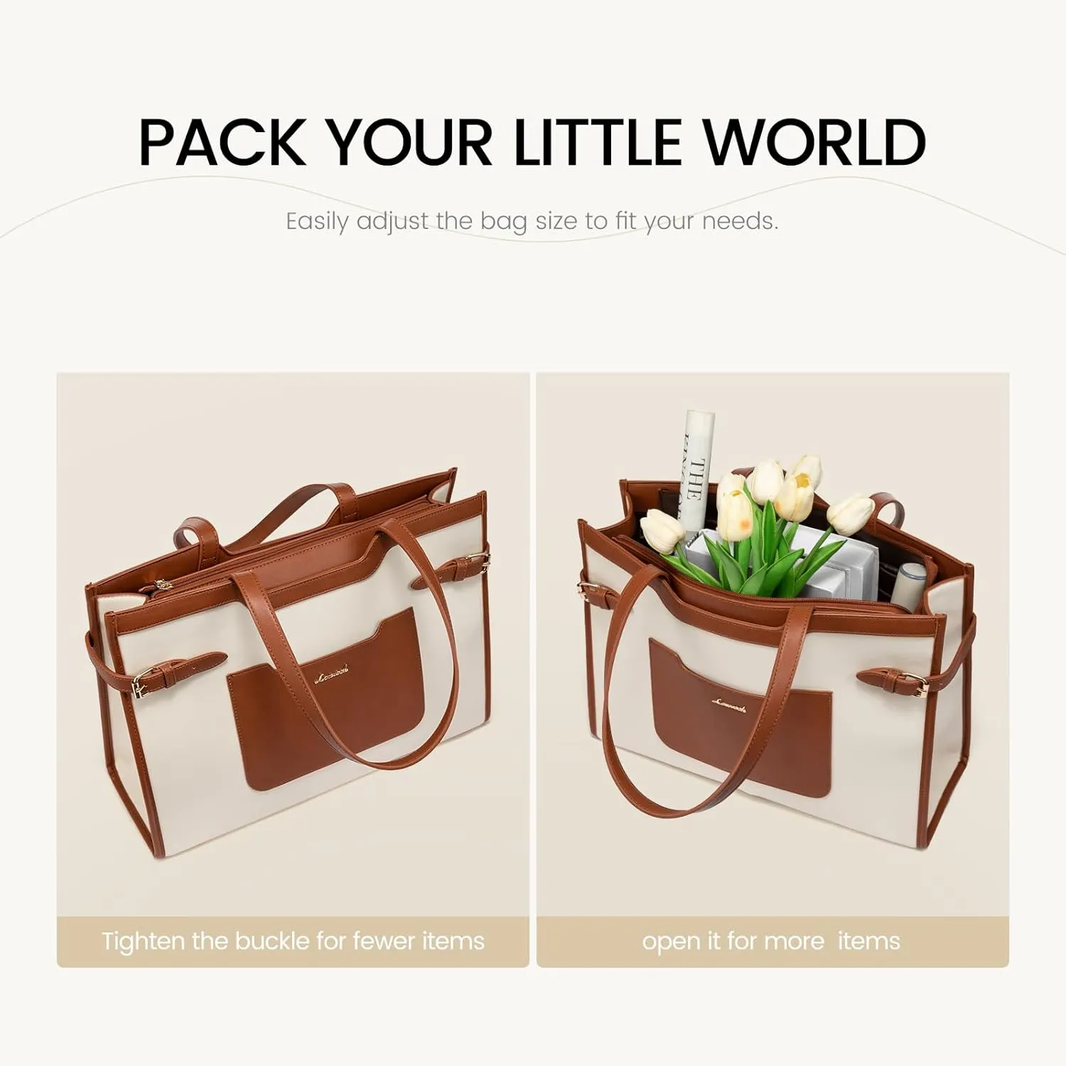 LOVEVOOK Laptop Bag for Women 15.6 Inch Leather Laptop Tote Bag for Women Large Capacity Work Bag with Clutch Purse Waterproof Computer Bags for Business Briefcase Office