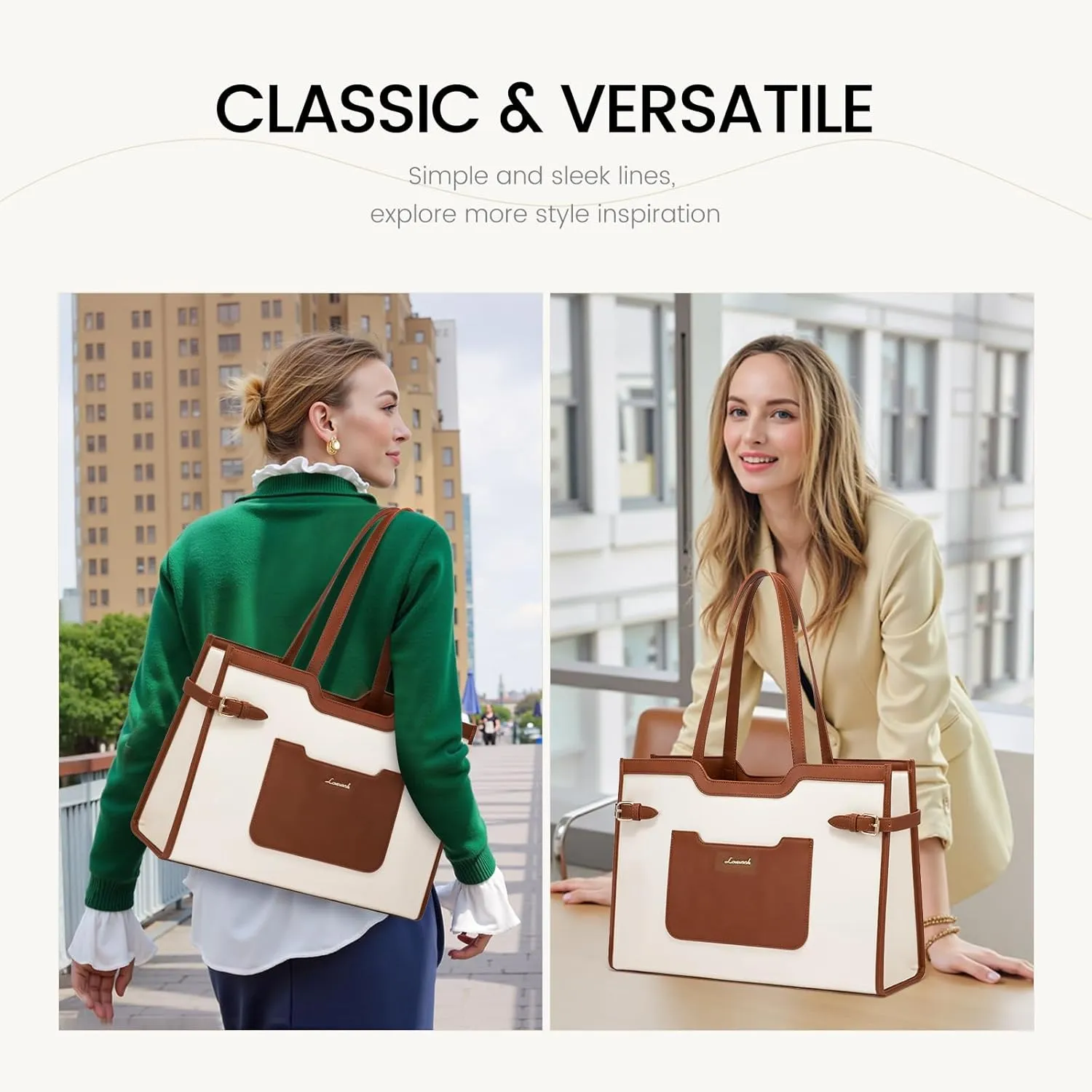 LOVEVOOK Laptop Bag for Women 15.6 Inch Leather Laptop Tote Bag for Women Large Capacity Work Bag with Clutch Purse Waterproof Computer Bags for Business Briefcase Office