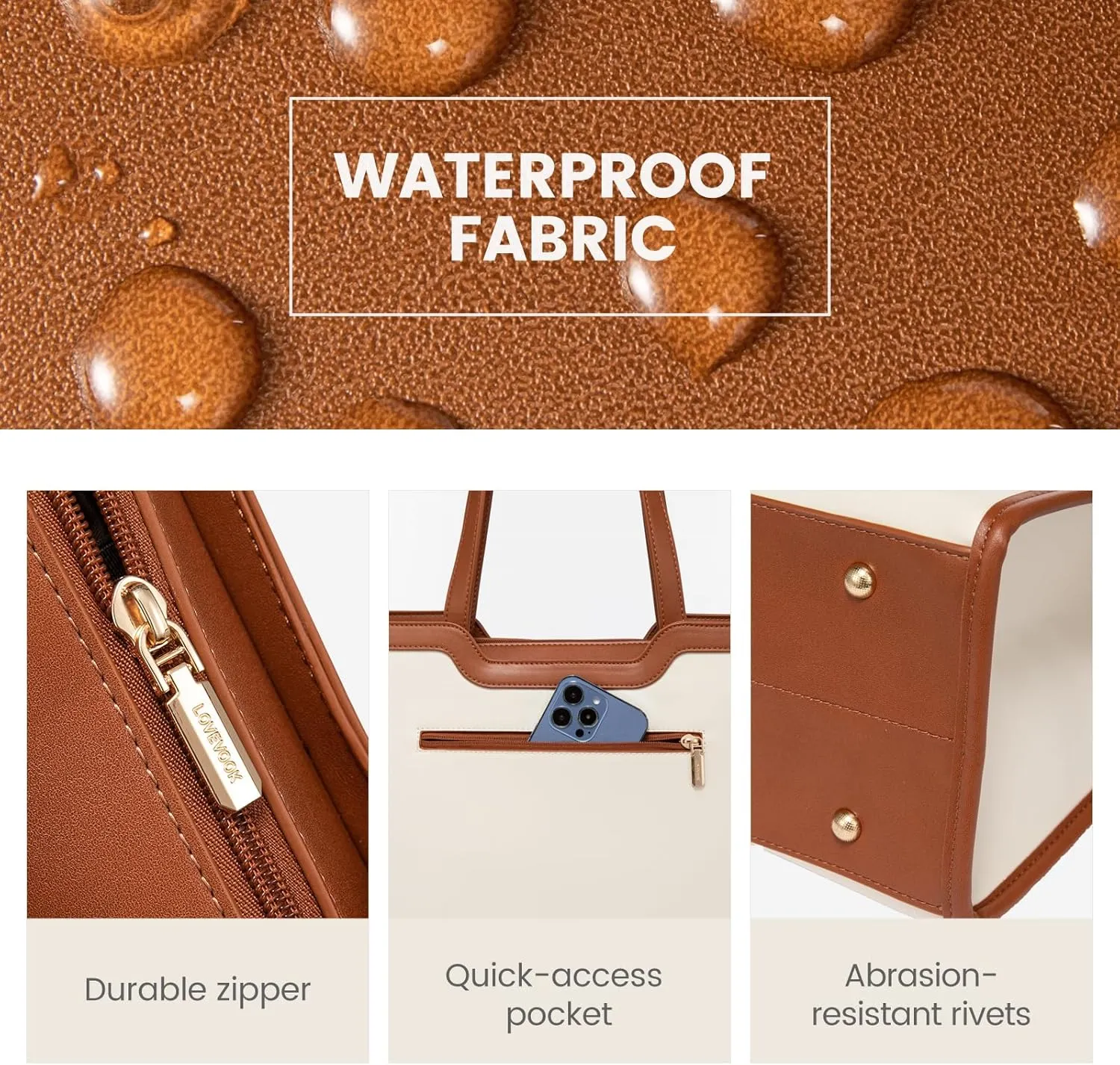LOVEVOOK Laptop Bag for Women 15.6 Inch Leather Laptop Tote Bag for Women Large Capacity Work Bag with Clutch Purse Waterproof Computer Bags for Business Briefcase Office