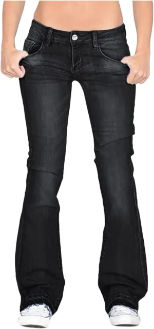 Low Waisted Flared Jeans Women Bell Bottom Jeans Plus Size Wide Leg Denim Pants Hip Hop Street Pants