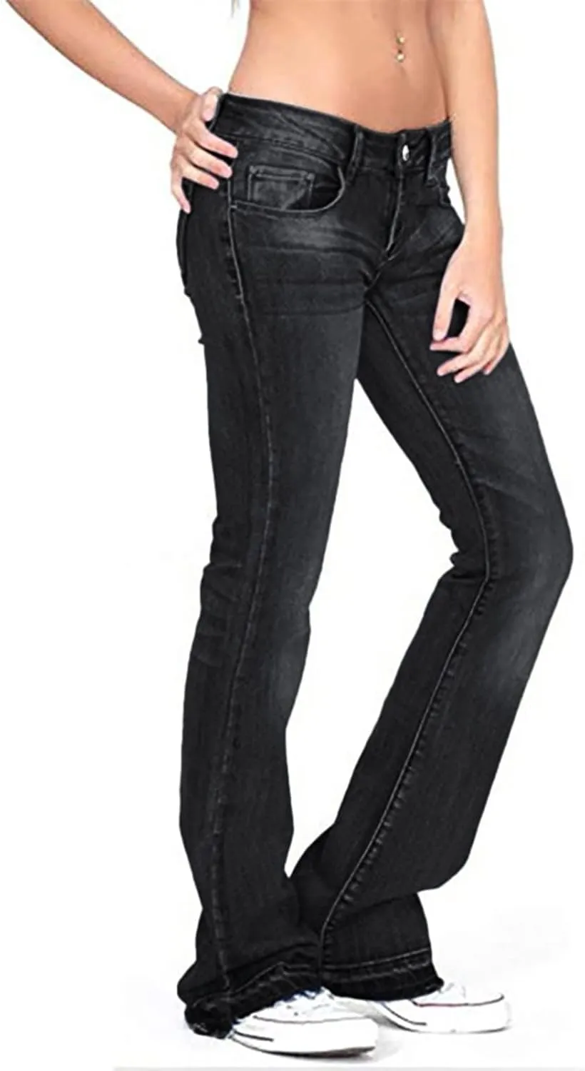 Low Waisted Flared Jeans Women Bell Bottom Jeans Plus Size Wide Leg Denim Pants Hip Hop Street Pants