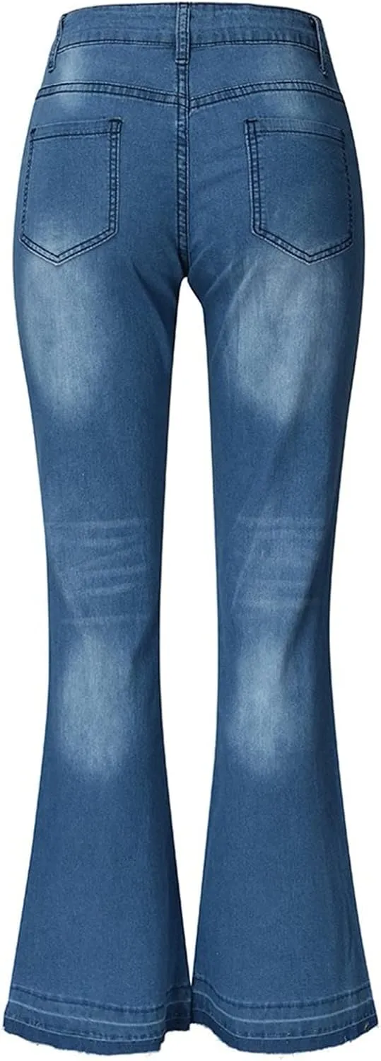 Low Waisted Flared Jeans Women Bell Bottom Jeans Plus Size Wide Leg Denim Pants Hip Hop Street Pants