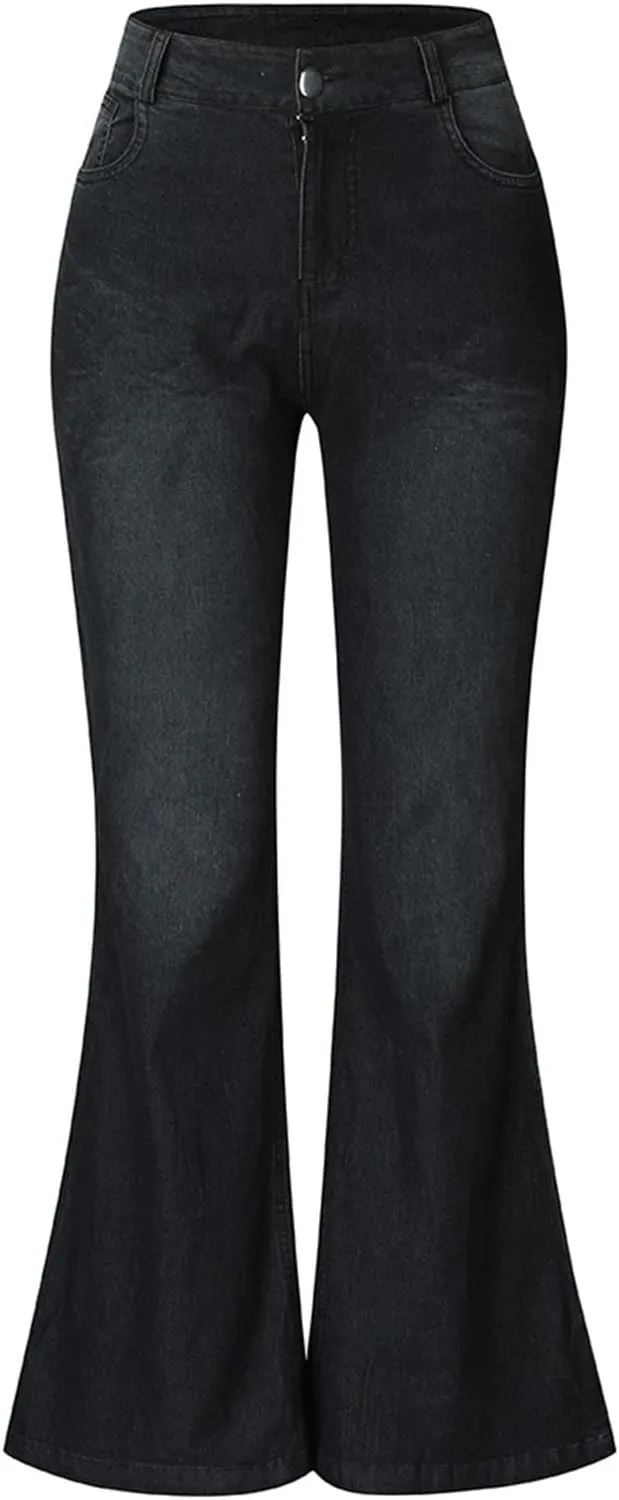 Low Waisted Flared Jeans Women Bell Bottom Jeans Plus Size Wide Leg Denim Pants Hip Hop Street Pants