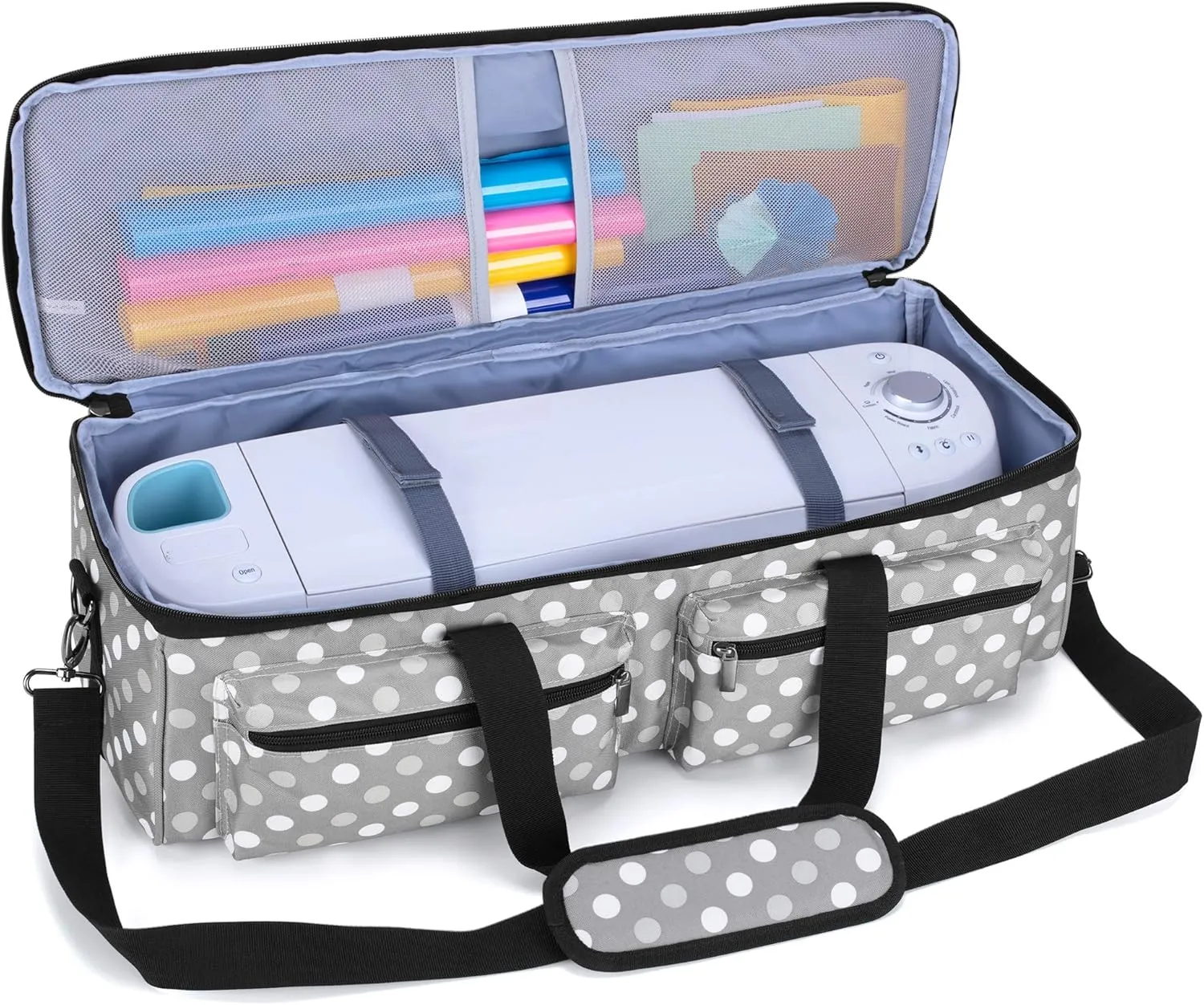LUXJA Carrying Bag Compatible with Cricut Explore Air and Maker, Tote Bag Compatible with Cricut Explore Air, Silhouette Cameo 4 and Supplies (Bag Only, Patent Pending), Gray Dots