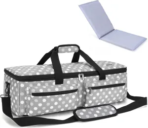 LUXJA Carrying Bag Compatible with Cricut Explore Air and Maker, Tote Bag Compatible with Cricut Explore Air, Silhouette Cameo 4 and Supplies (Bag Only, Patent Pending), Gray Dots