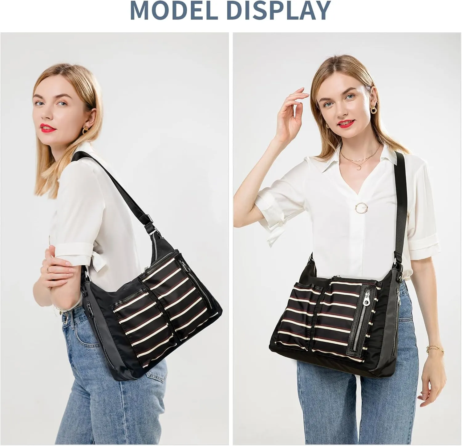 LV BAZAAR INC Women's shoulder crossbody bag Travel crossbody bag large size streak Nylon backpack with multiple pockets