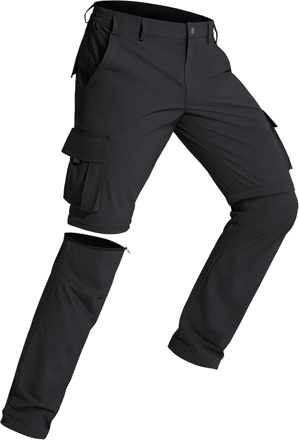 MAGCOMSEN Mens Hiking Convertible Pants 5 Pockets Zip Off Lightweight Water Resistant Quick Dry Side Elastic Travel Pant