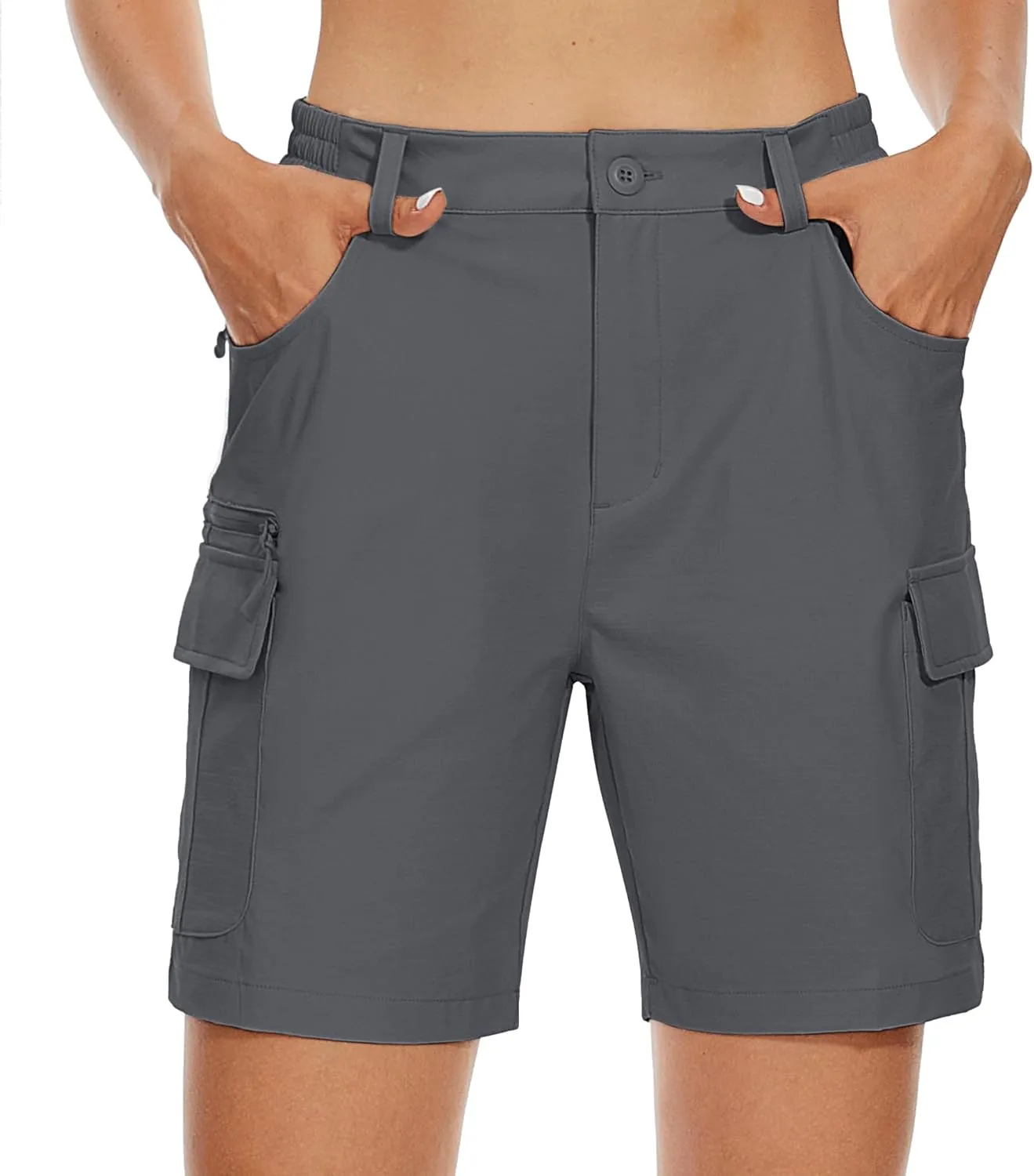 MAGCOMSEN Women's 7" Hiking Golf Shorts 6 Pockets Lightweight Quick Dry Outdoor Casual Cargo Shorts Water Resistant