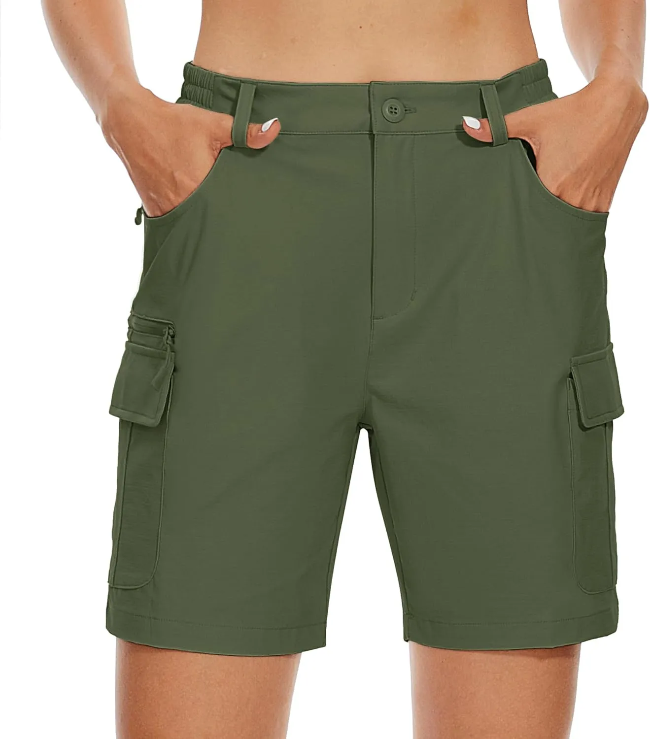 MAGCOMSEN Women's 7" Hiking Golf Shorts 6 Pockets Lightweight Quick Dry Outdoor Casual Cargo Shorts Water Resistant