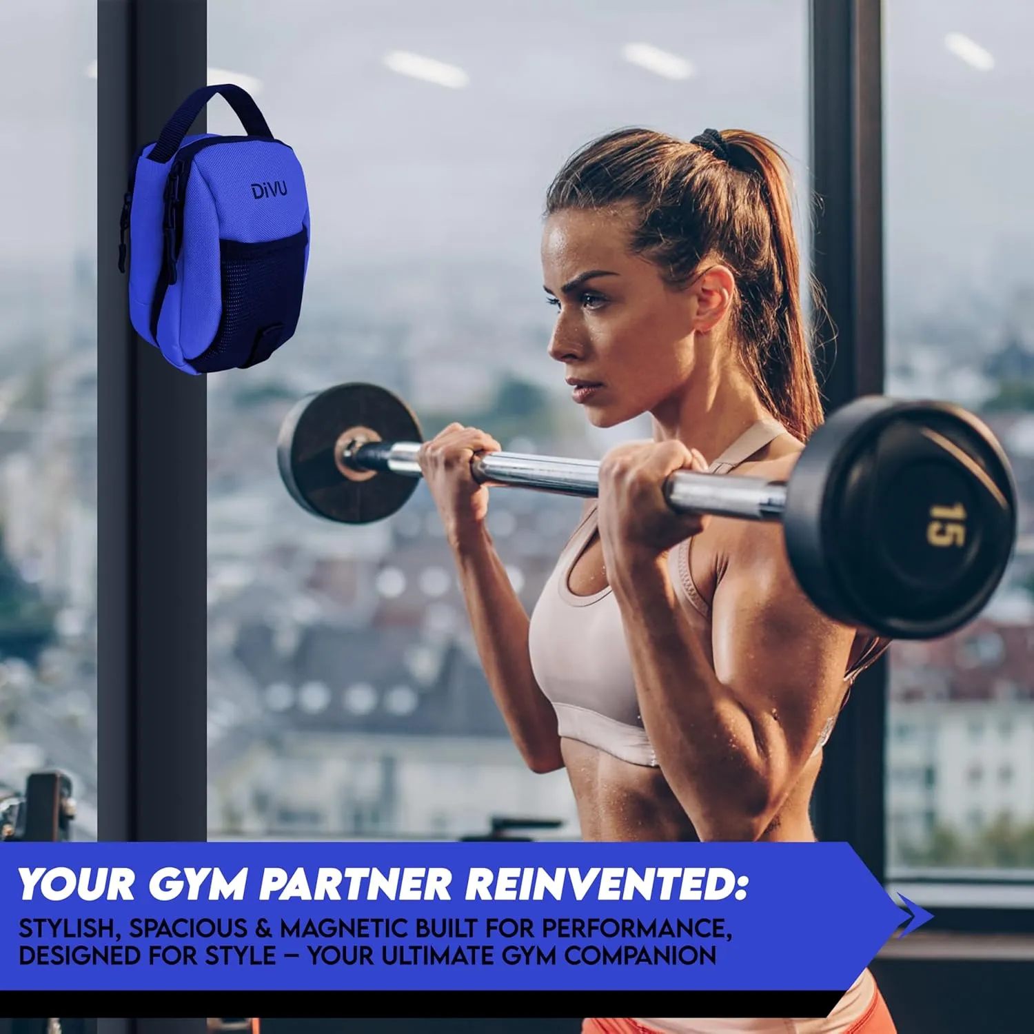 Magnetic Gym Bag for Men & Women | Crossbody Sling Bag | Small Workout Backpack with Magnetic Attachment | Keep Essentials Off Dirty Floors | Fanny Pack for Gym, Travel, Work, and Sports (Blue)