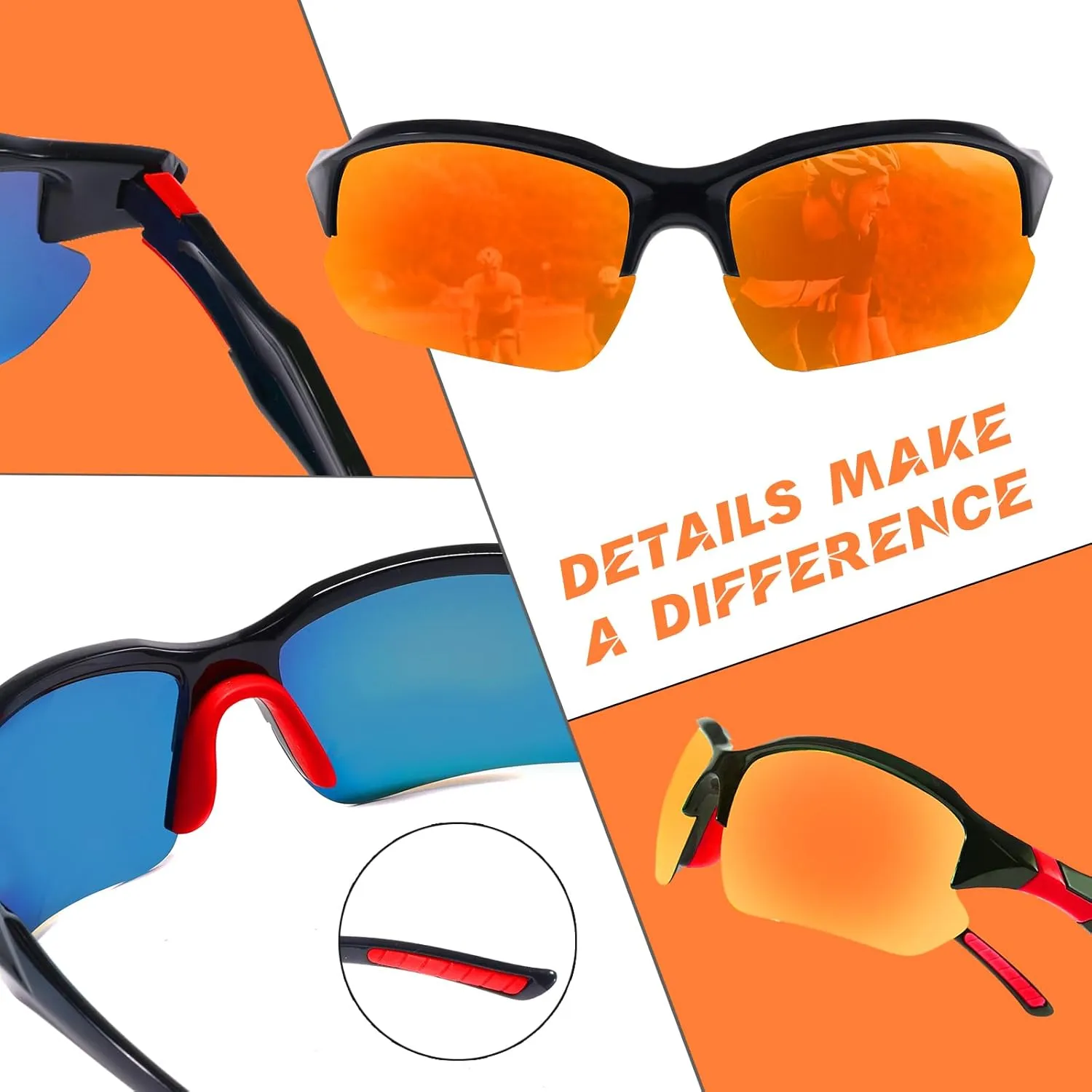 MALIDAK Polarized Sunglasses Men, Cycling Sun Glasses for Men Womens Youth, UV400 Protection Sports Sunglasses for Baseball