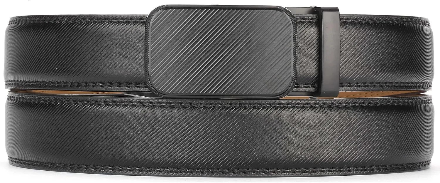Marino Men’s Genuine Leather Ratchet Dress Belt With Automatic Buckle, Enclosed in an Elegant Gift Box