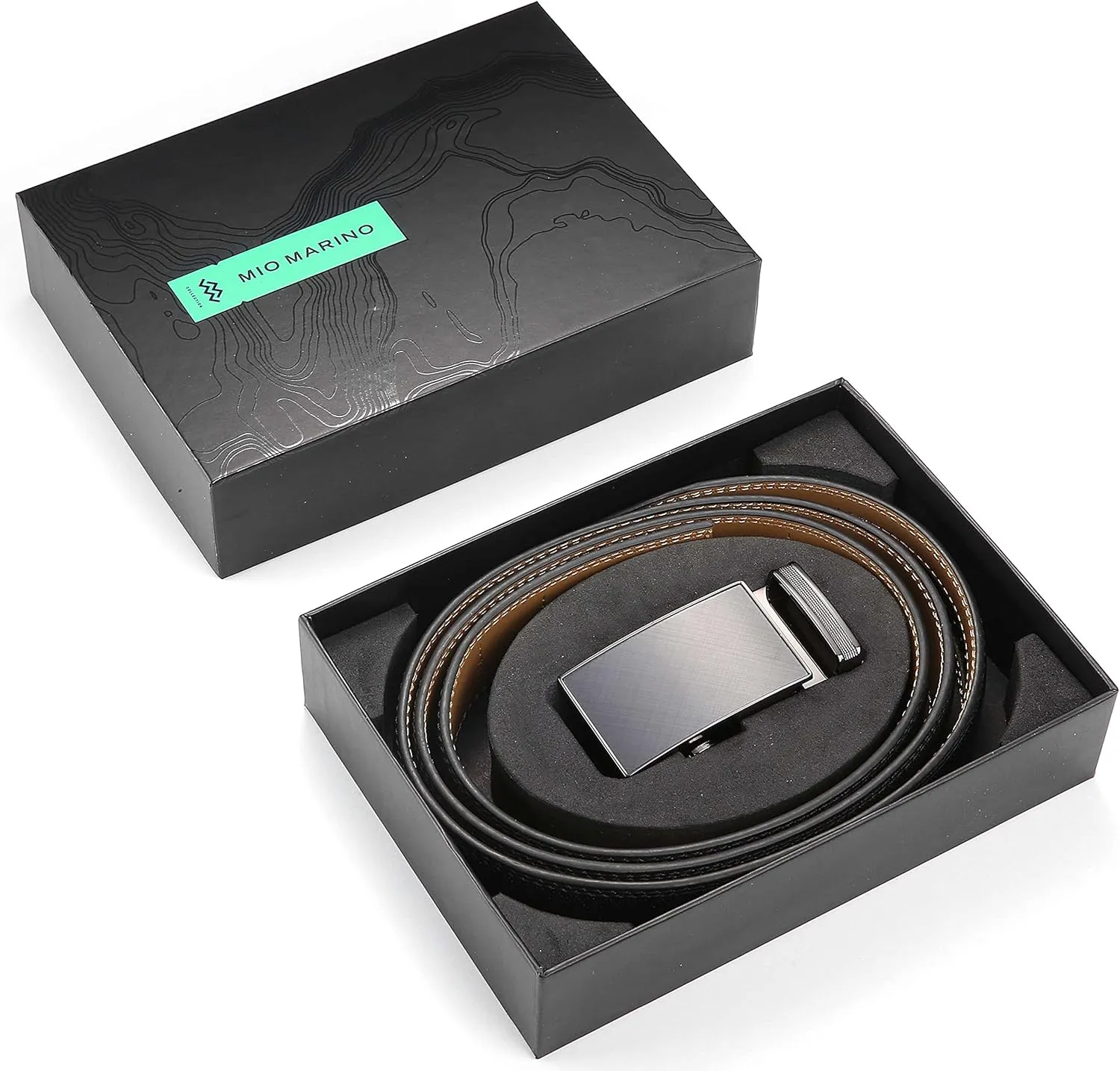 Marino Men’s Genuine Leather Ratchet Dress Belt With Automatic Buckle, Enclosed in an Elegant Gift Box
