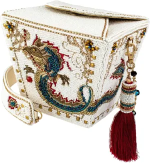 Mary Frances Noble Dragon Beaded Top Handle Handbag – Oriental Bridal Purse with Mythical Motif, Multicolor
