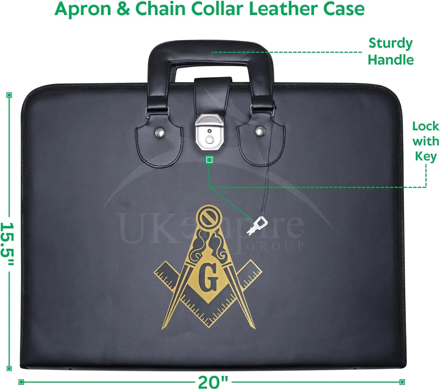 Masonic Apron & Chain Collar Case Leather Master Mason (Printed) MM, Provincial Size – Freemason Carrying Bags