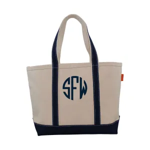 Medium Boat Tote - White/ Navy
