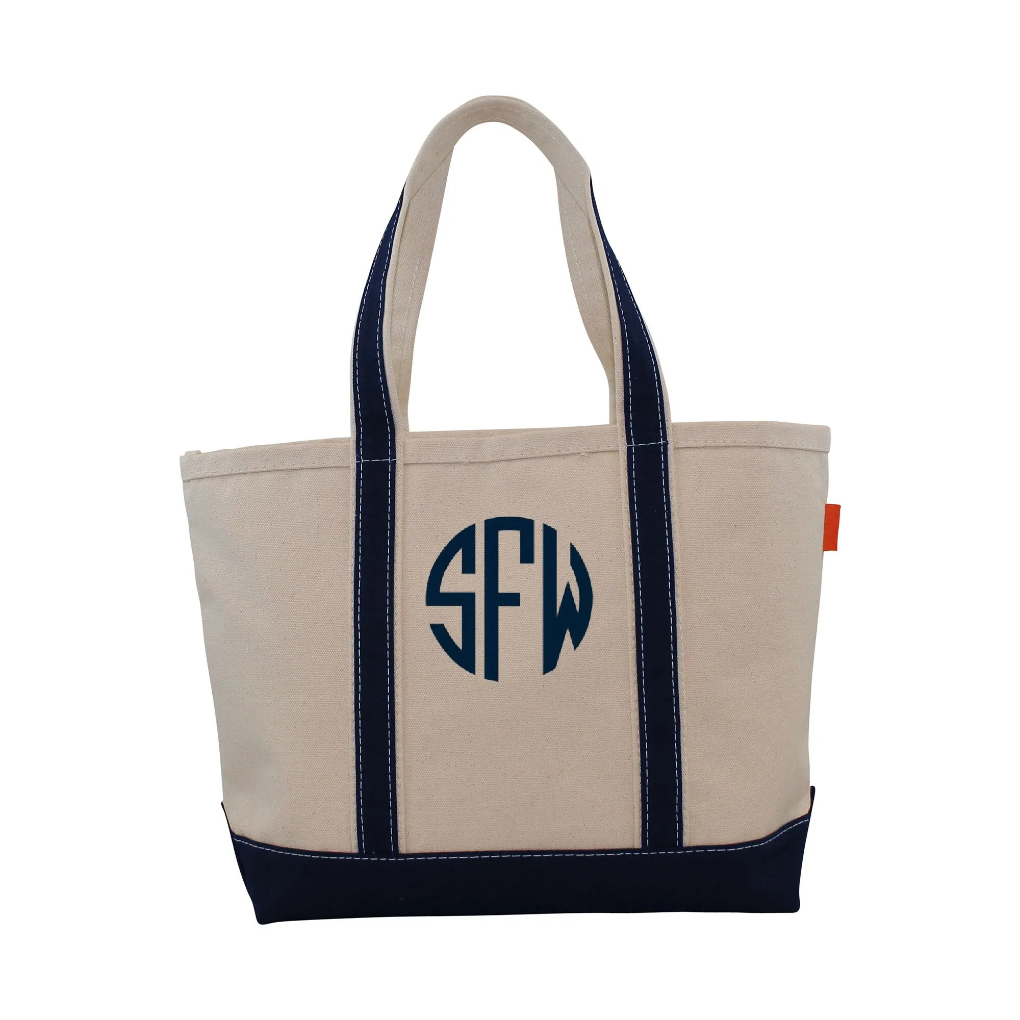 Medium Boat Tote - White/ Navy