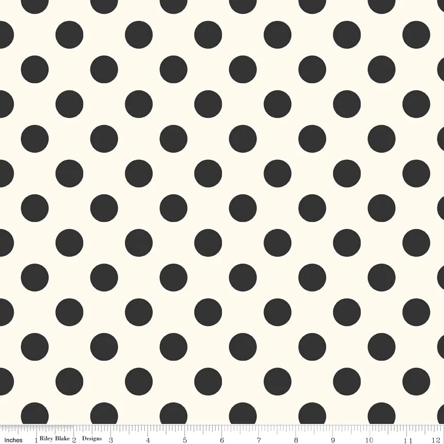 Medium Dot Black on Cream