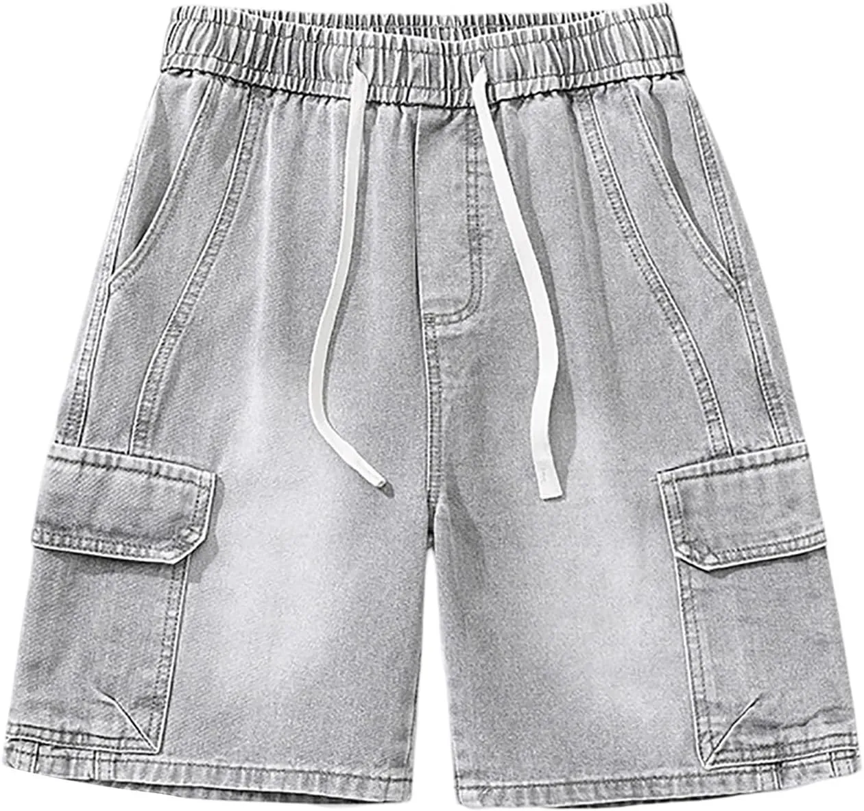 Men's Baggy Denim Jorts Y2K Grunge Loose Hip Hop Jean Shorts Summer Casual Mid Jeans Streetwear with Pockets