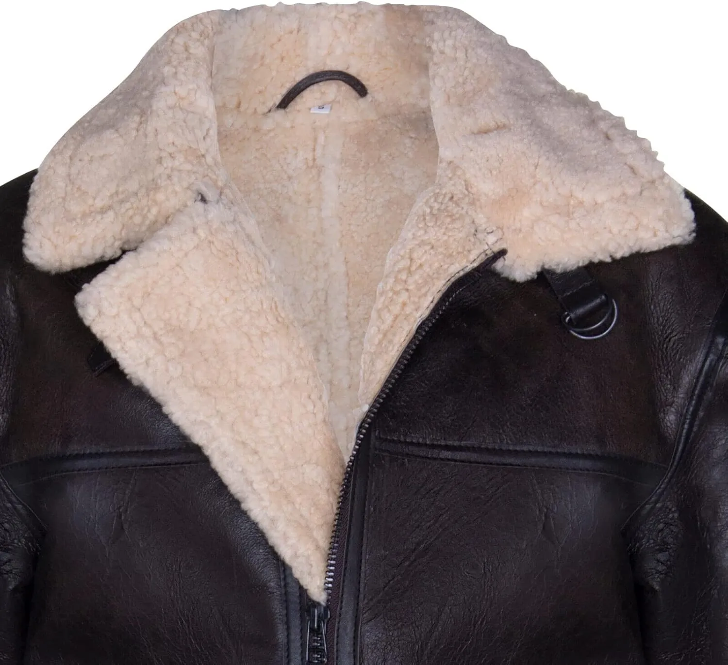 Men's Brown B3 Shearling Sheepskin WW2 Bomber Leather Aviator Jacket